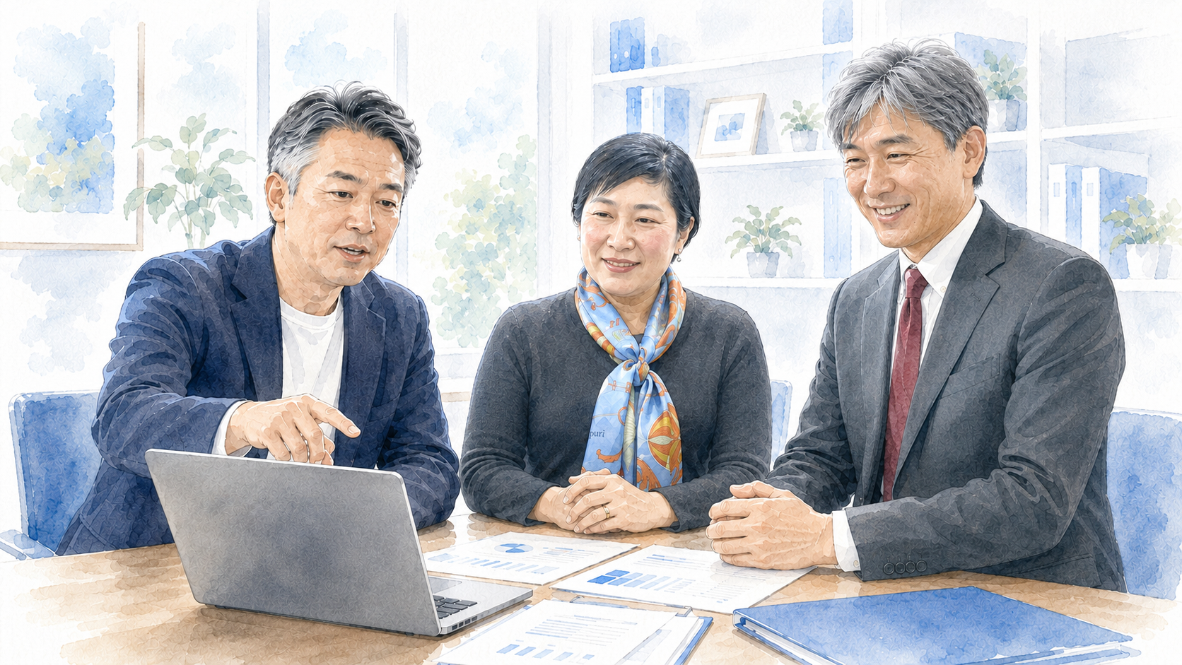 相談しながら伴走支援を進める様子を表現したイラスト
